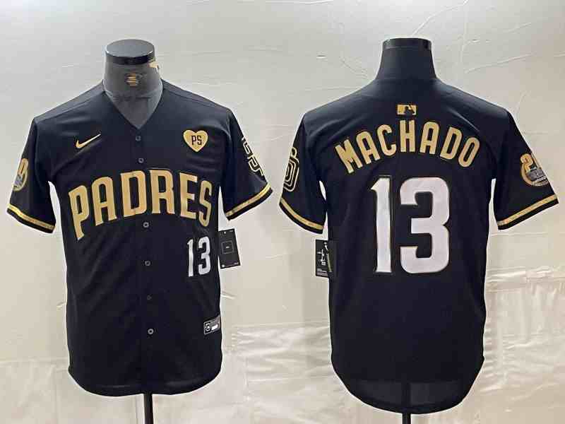 Men's San Diego Padres #13 Manny Machado Mexico Black Cool Base Stitched Baseball Jersey