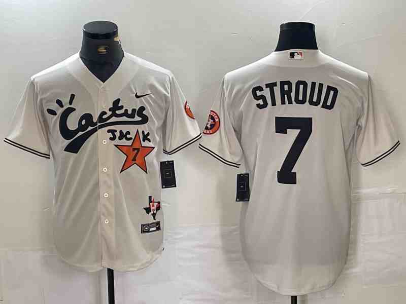 Men's Houston Astros #7 CJ Stroud Cream Cactus Jack Cool Base Jersey