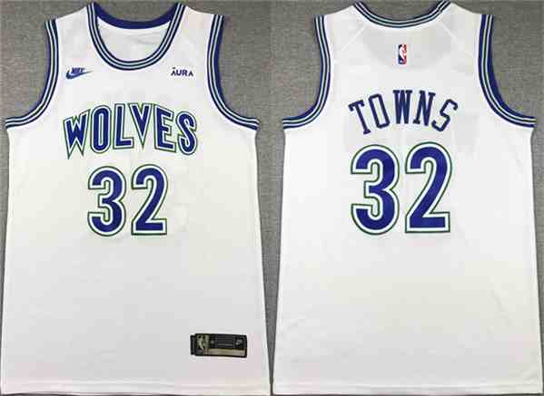 Men's Minnesota Timberwolves #32 Karl-Anthony Towns White City Edition Stitched Jersey