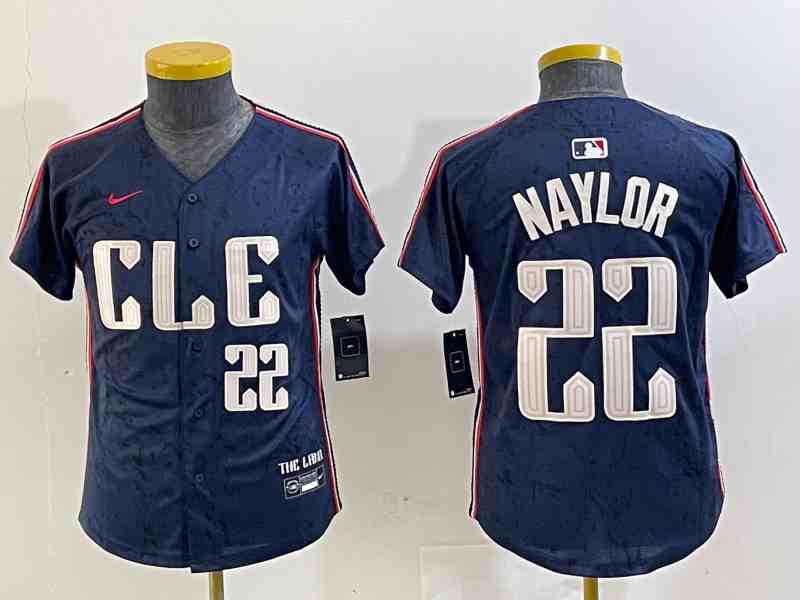 Youth Cleveland Guardians #22 Josh Naylor Number Navy 2024 City Connect Limited Stitched Jersey