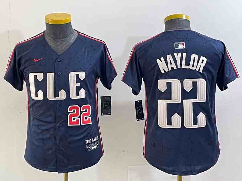 Youth Cleveland Guardians #22 Josh Naylor Number Navy 2024 City Connect Limited Stitched Jerseys