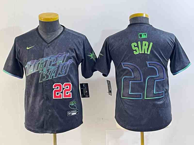 Youth Tampa Bay Rays #22 Jose Siri Number Charcoal 2024 City Connect Limited Stitched Jerseys