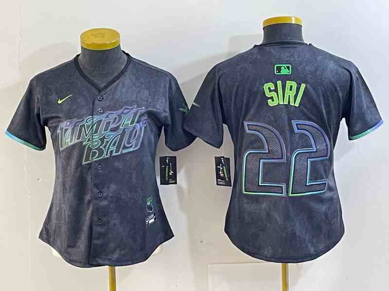 Youth Tampa Bay Rays #22 Jose Siri Number Charcoal 2024 City Connect Limited Stitched Jersey