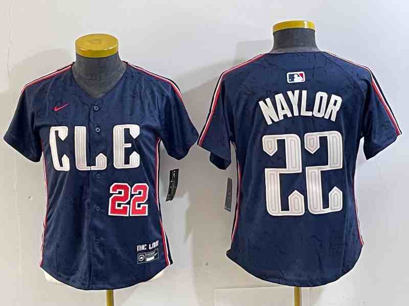 Women's Cleveland Guardians #22 Josh Naylor Number Navy 2024 City Connect Limited Stitched Jerseys