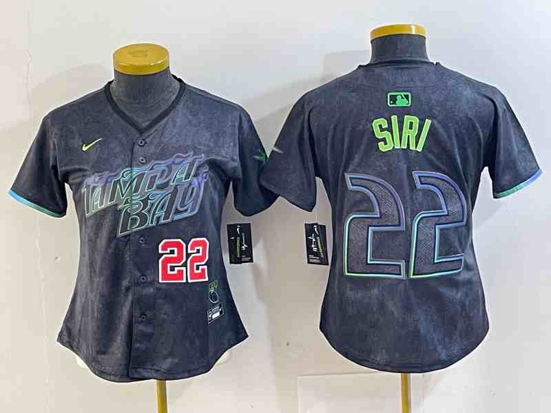 Women's Tampa Bay Rays #22 Jose Siri Number Charcoal 2024 City Connect Limited Stitched Jerseys