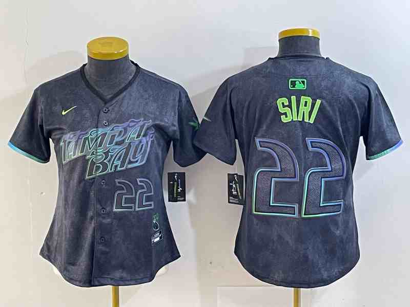 Women's Tampa Bay Rays #22 Jose Siri Number Charcoal 2024 City Connect Limited Stitched Jersey