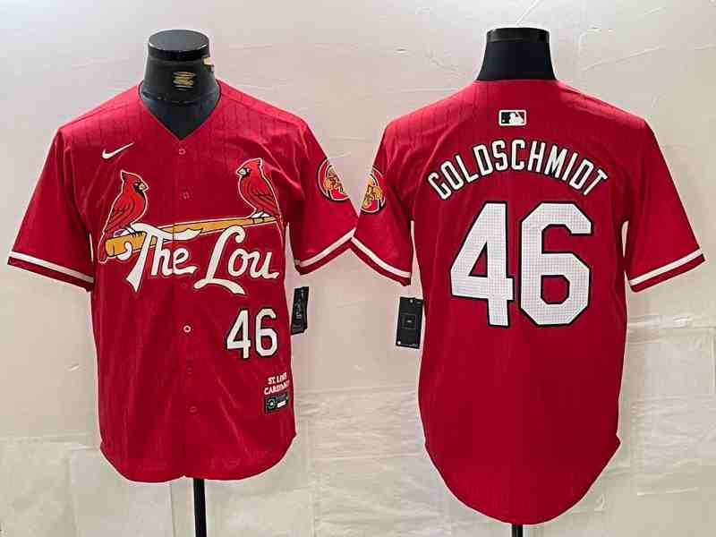Men's St. Louis Cardinals #46 Paul Goldschmidt Red 2024 City Connect Limited Stitched Baseball Jersey