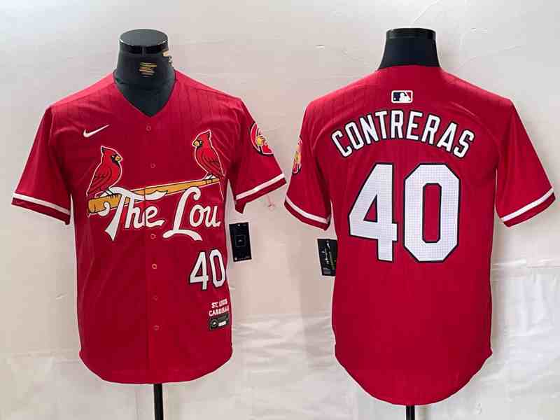 Men's St. Louis Cardinals #40 Willson Contreras Red 2024 City Connect Limited Stitched Baseball Jersey