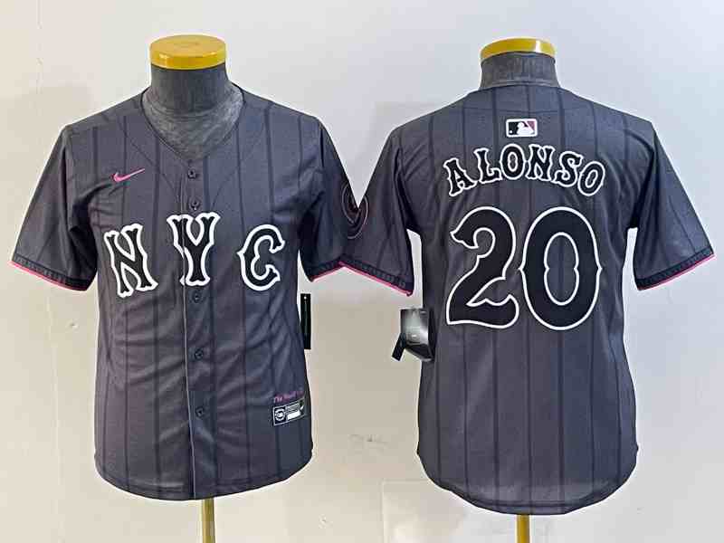 Youth New York Mets #20 Pete Alonso Grey 2024 City Connect Cool Base Stitched Jersey