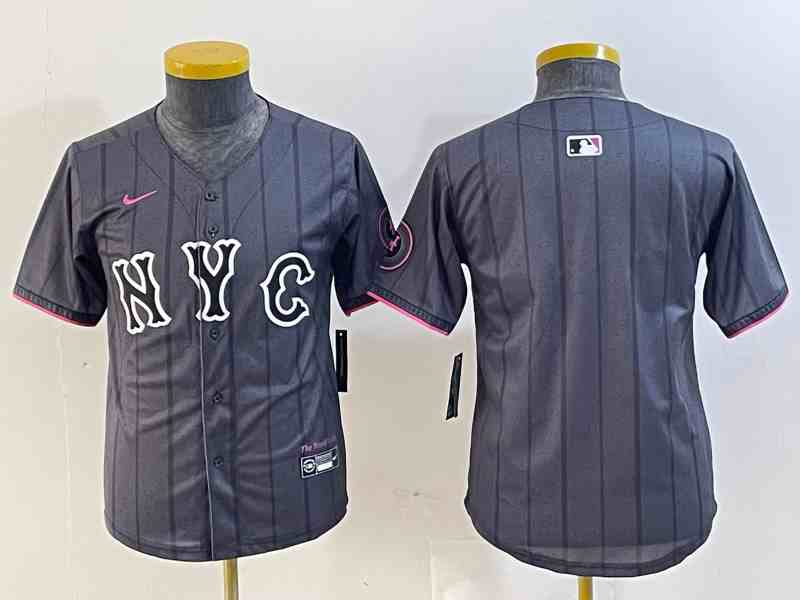 Youth New York Mets Blank Gray 2024 City Connect Cool Base Stitched Jersey