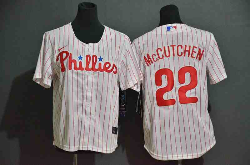 Youth Philadelphia Phillies #22 Andrew McCutchen White Stitched MLB Cool Base Nike Jersey