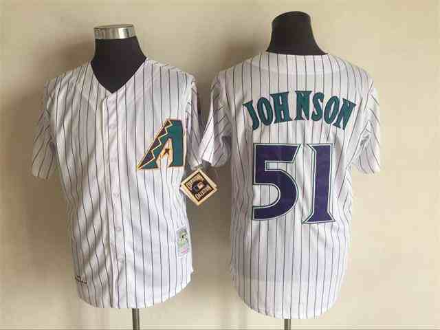 Men's Arizona Diamondbacks #51 Randy Johnson White 1999 Turn Back The Clock Stitched MLB Jersey_Jc