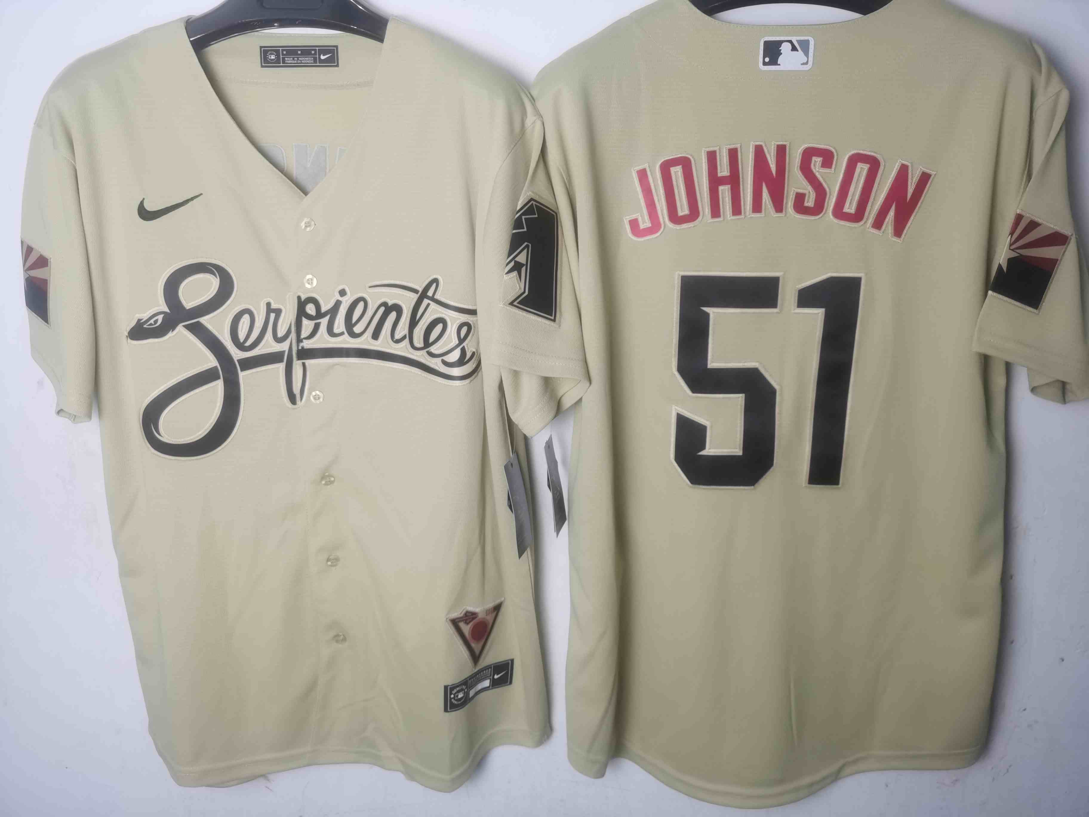 Men's Arizona Diamondbacks #51 Randy Johnson Gold   City Connect Cool Base Stitched Baseball Jersey_Jc