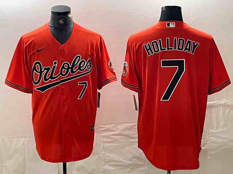 Men's Baltimore Orioles #7 Jackson Holliday Number Orange Limited Cool Base Stitched Jersey