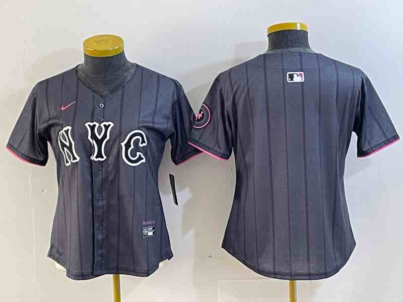 Women's New York Mets Blank Gray 2024 City Connect Cool Base Stitched Jersey