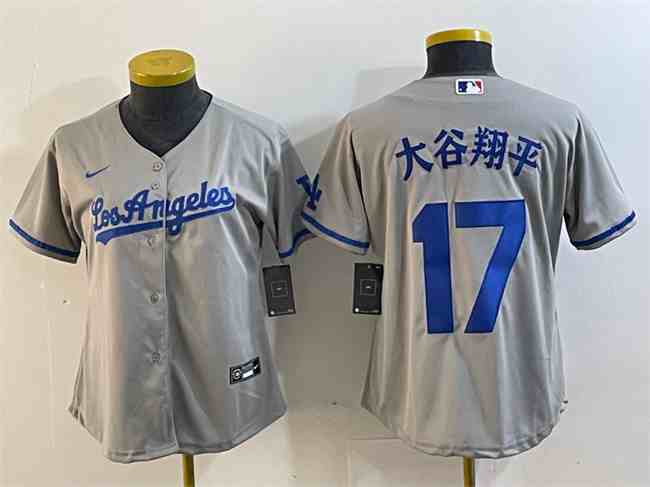 Women's Los Angeles Dodgers #17 大谷翔平 Gray Stitched Baseball Jersey