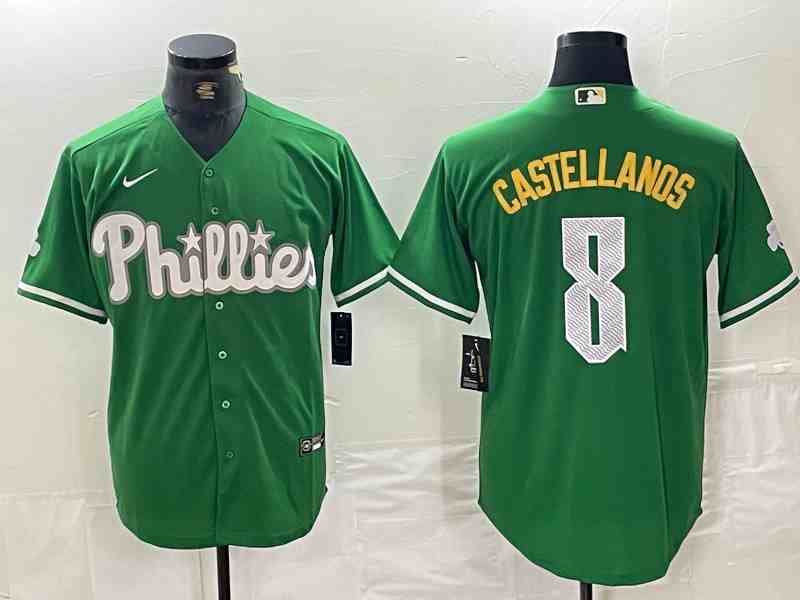 Men's Philadelphia Phillies #8 Nick Castellanos Green 2024 City Connect Stitched Jersey