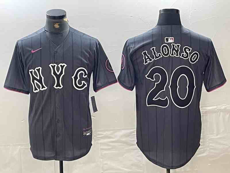 Men's New York Mets #20 Pete Alonso Grey 2024 City Connect Cool Base Stitched Jersey