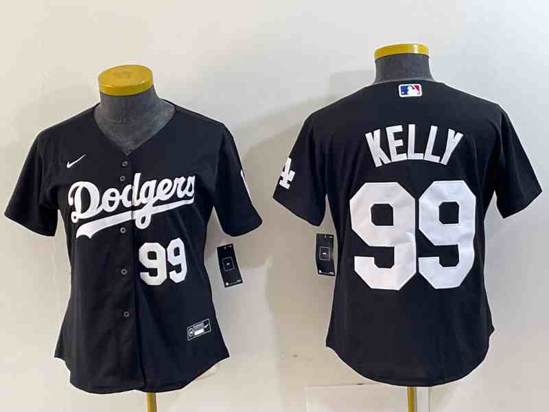 Youth Los Angeles Dodgers #99 Joe Kelly Number Black Stitched Cool Base Nike Jersey