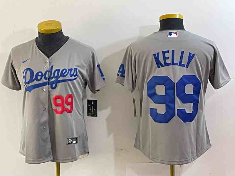 Youth Los Angeles Dodgers #99 Joe Kelly Number Grey Stitched Cool Base Nike Jerseys