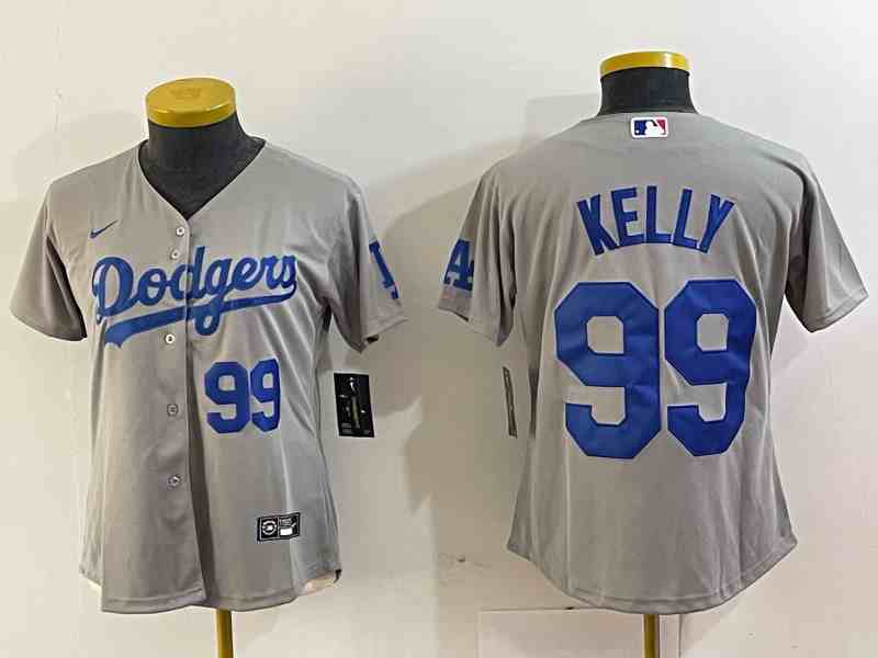 Youth Los Angeles Dodgers #99 Joe Kelly Number Grey Stitched Cool Base Nike Jersey