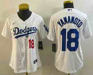 Youth Los Angeles Dodgers #18 Yoshinobu Yamamoto Number White Stitched Cool Base Nike Jersey