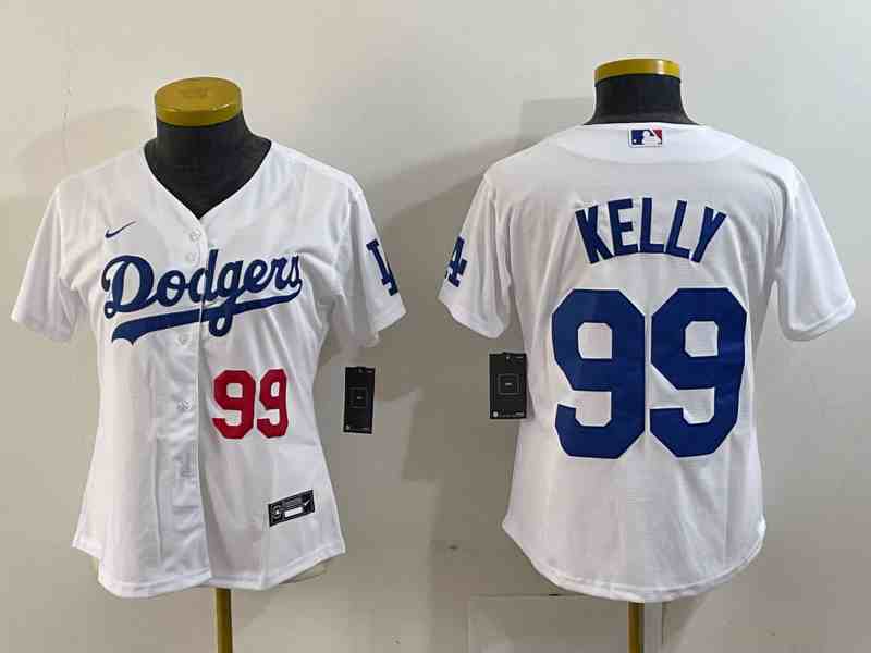 Youth Los Angeles Dodgers #99 Joe Kelly Number White Stitched Cool Base Nike Jersey