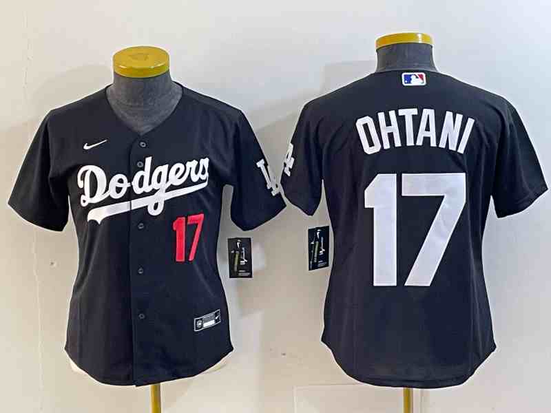 Youth Los Angeles Dodgers #17 Shohei Ohtani Number Black Turn Back The Clock Stitched Cool Base Jerseys
