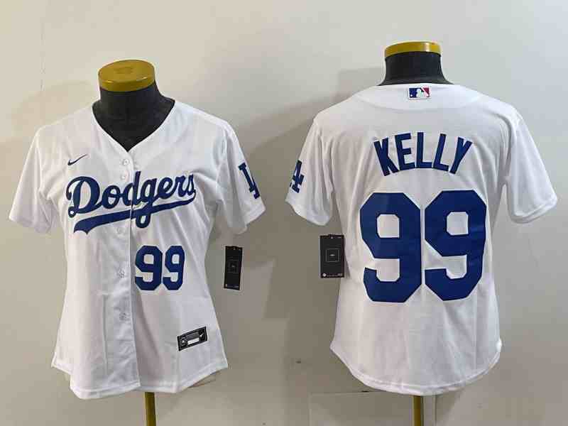 Youth  Los Angeles Dodgers #99 Joe Kelly Number White Stitched Cool Base Nike Jerseys