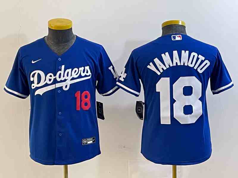 Women's Los Angeles Dodgers #18 Yoshinobu Yamamoto Number Blue Stitched Cool Base Nike Jersey