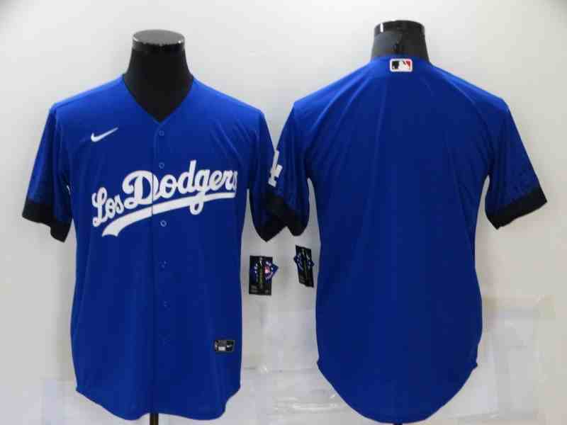 Los Angeles Dodgers Blank Blue 2021 City Connect Cool Base Stitched Jersey