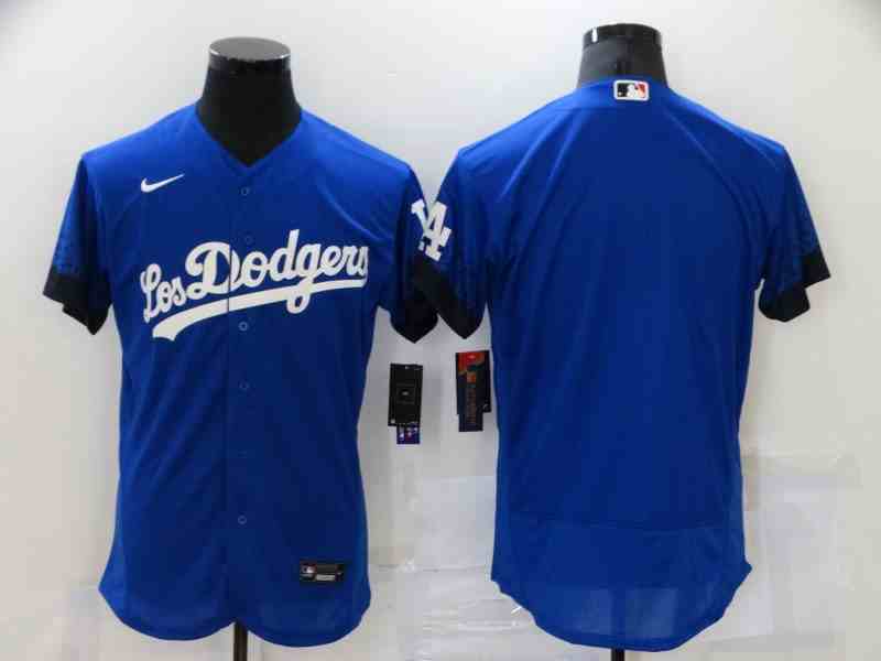 Los Angeles Dodgers Blank Blue 2021 City Connect Flex Base Stitched Jersey