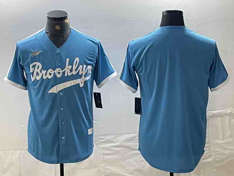 Los Angeles Dodgers Blank Light Blue Throwback Cool Base Stitched Baseball Jersey