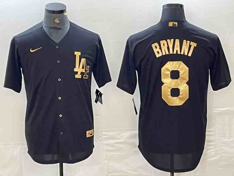 Men's Los Angeles Dodgers #8 Kobe Bryant Black Gold Cool Base Stitched Jersey