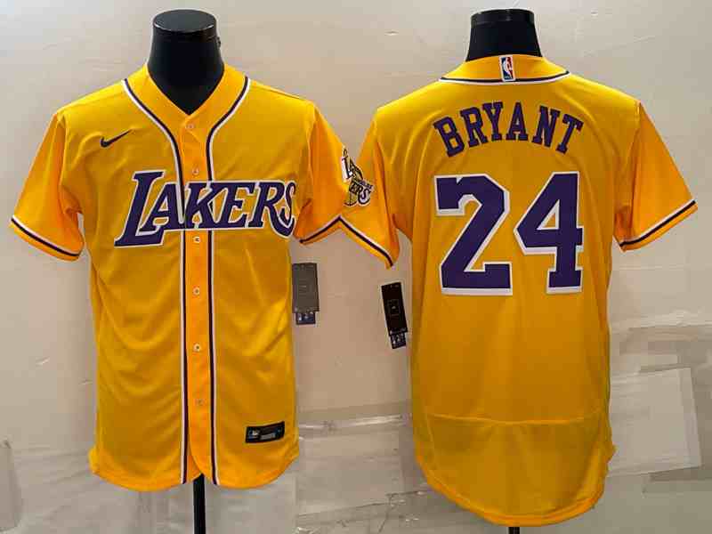 Men's Los Angeles Dodgers Front #8 Back #24 Kobe Bryant 'Mamba' Yellow Cool Base Stitched Jersey