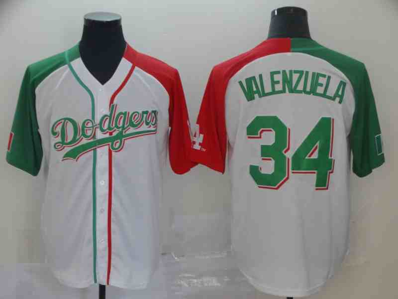Men's Los Angeles Dodgers #34 Fernando Valenzuela White Mexican Heritage Culture Night Jersey Mexico