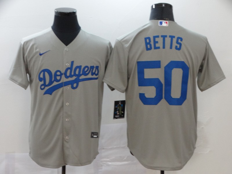 Men's Los Angeles Dodgers #50 Mookie Betts Royal Gray 2020 Nike Cool Base Jersey