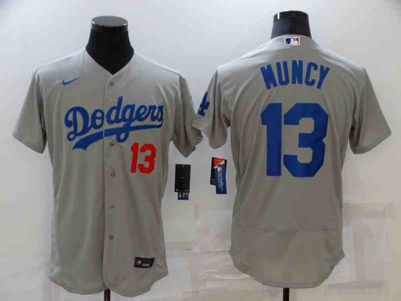 Men's Los Angeles Dodgers #13 Max Muncy Alternate Gray Flex Base Jersey