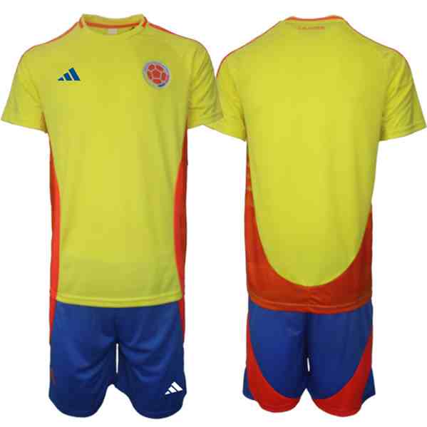 Men's Colombia Custom Yellow Red 2024-25 Home Soccer Jersey Suit