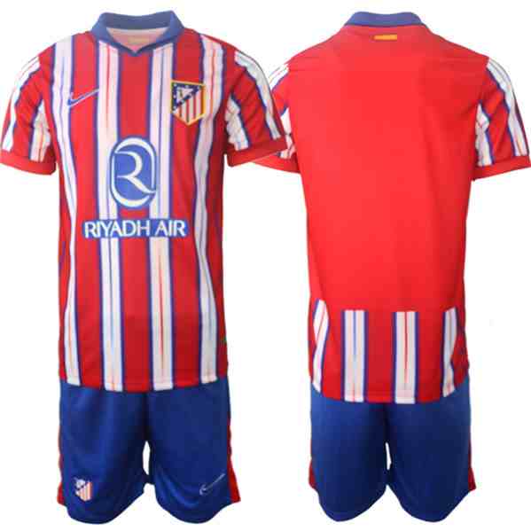 Men's Atlético de Madrid Custom 2024-25 Red White Home Soccer Jersey Suit