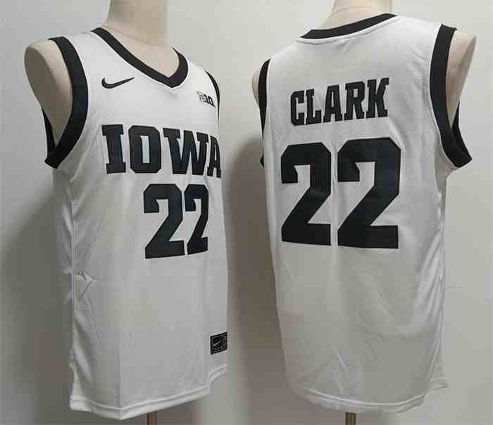 Men's Iowa Hawkeyes #22 Caitlin Clark White College Basketball Jersey