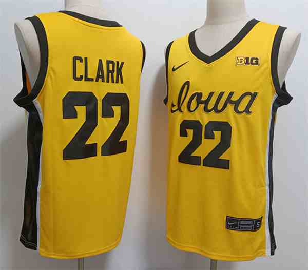 Men's Iowa Hawkeyes #22 Caitlin Clark Yellow College Basketball Jersey1