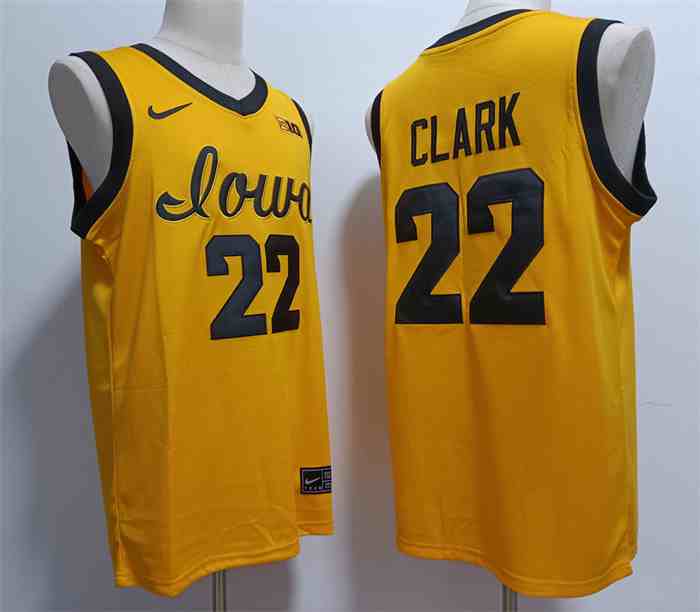 Men's Iowa Hawkeyes #22 Caitlin Clark Yellow College Basketball Jersey