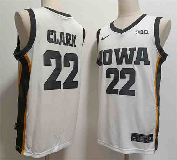 Men's Iowa Hawkeyes #22 Caitlin Clark White College Basketball Jersey