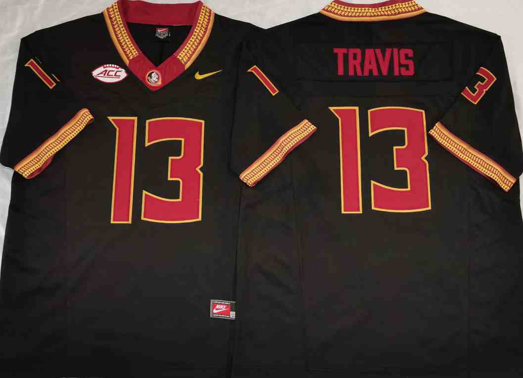 Men's Florida State Seminoles Jordan Travis Black College Football Alternate Game Jersey