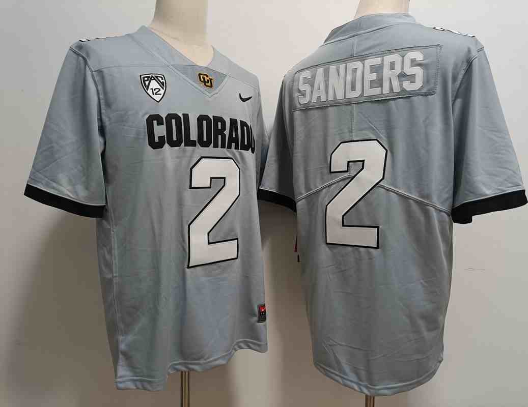 Men's Colorado Buffaloes #2 Shedeur Sanders Gray Stitched jersey