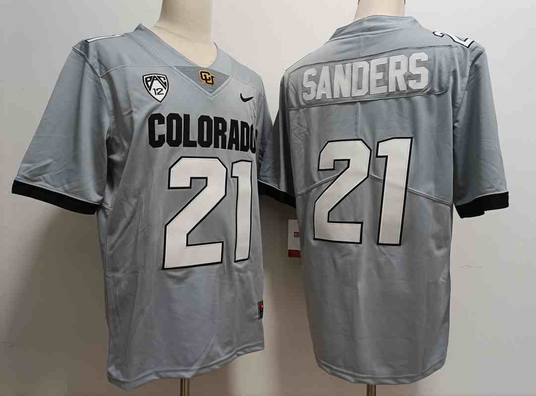 Men's Colorado Buffaloes #21 Shilo Sanders Gray Stitched jersey