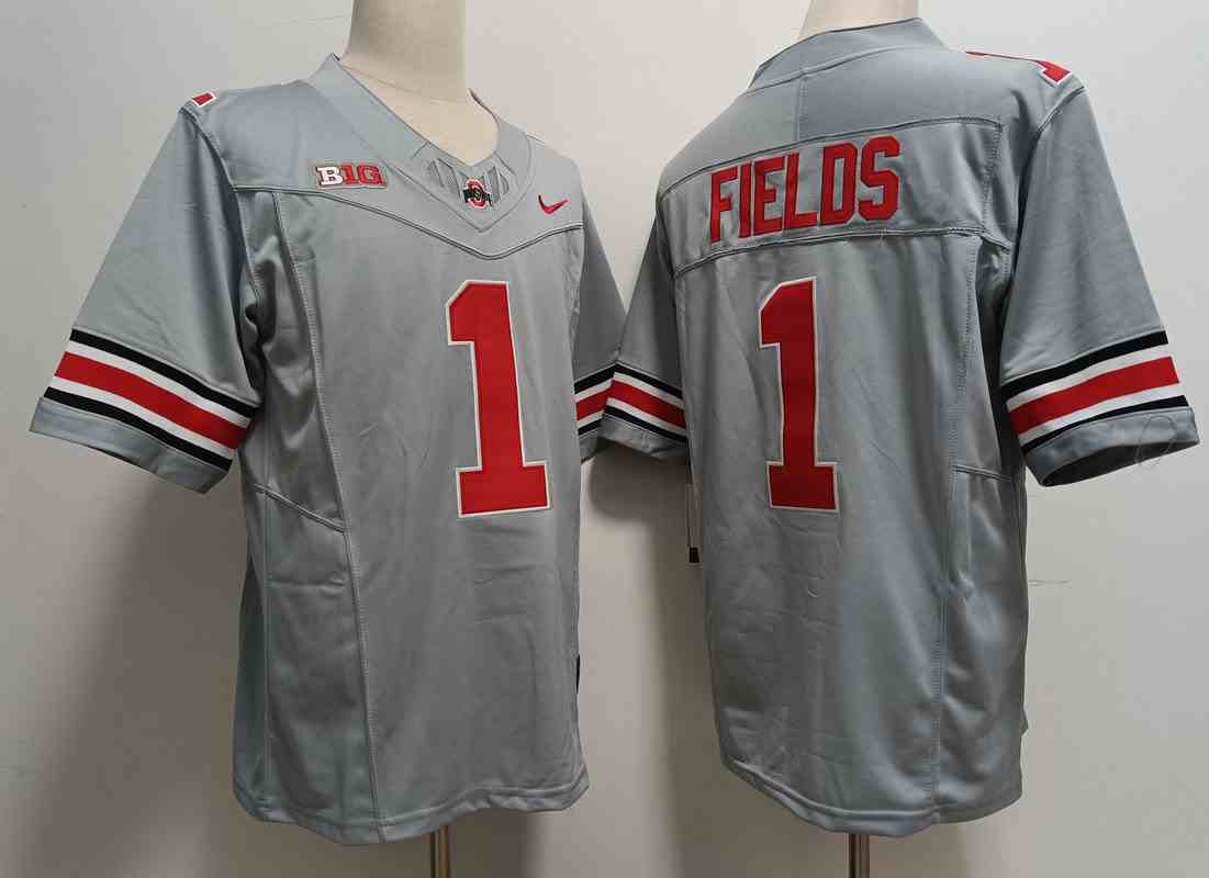 Men's Ohio State Buckeyes #1 Justin Fields  Gray 2023 F.U.S.E. Limited Stitched Jersey