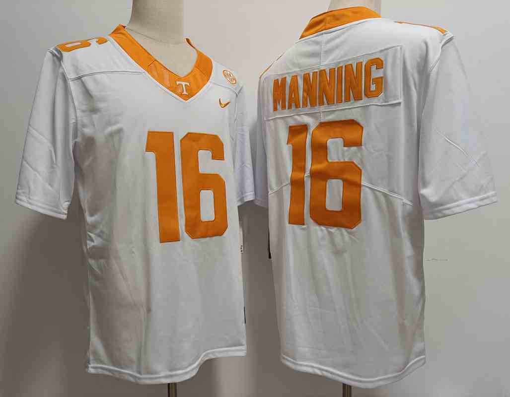Men's Notre Tennessee Volunteers #16 Peyton Manning White Stitched Jersey