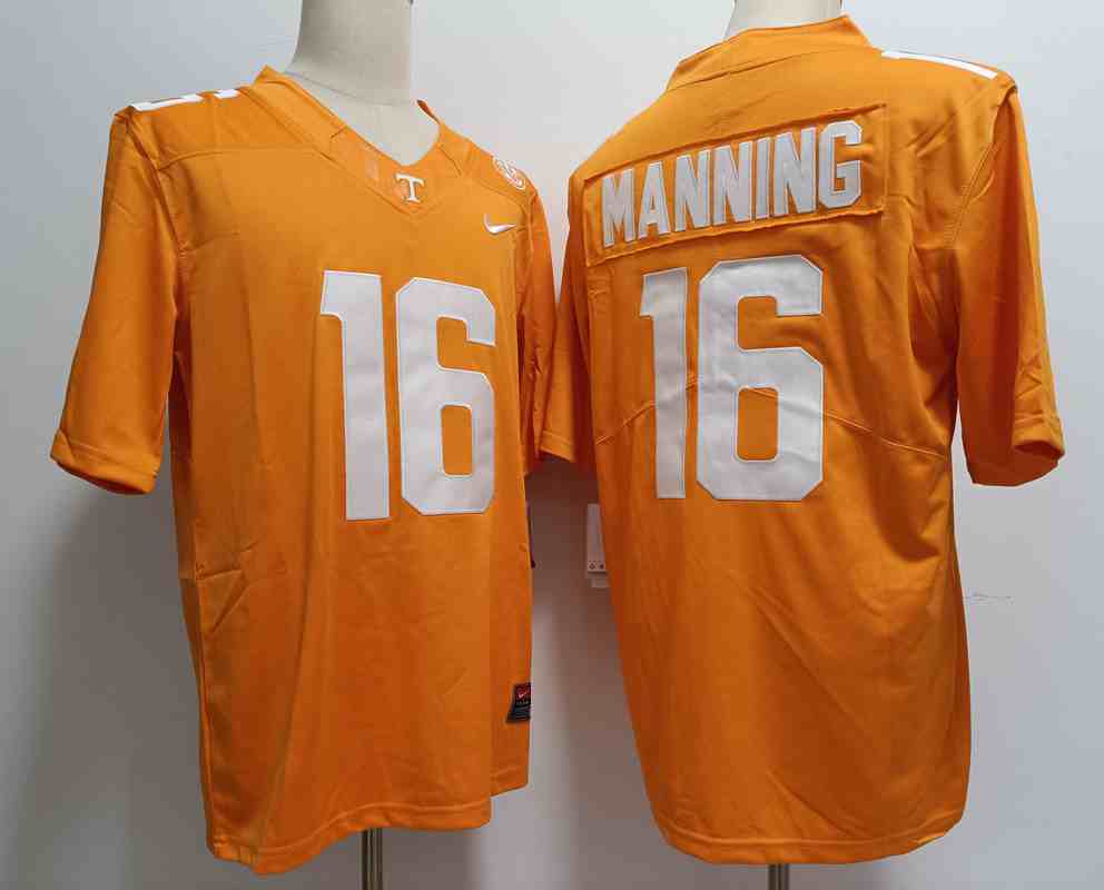 Men's Notre Tennessee Volunteers #16 Peyton Manning Orange Stitched Jersey